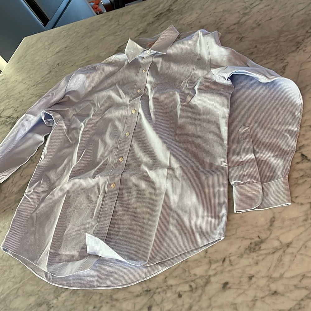 Brooks Brothers Madison Dress Shirt 16.5 - 35 Blue and white stripe